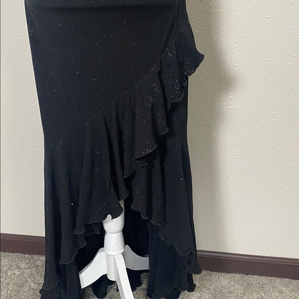 Vintage Y2K City Triangles Black Glitter High Low Asymmetrical Prom Dress Size M - Picture 7 of 12